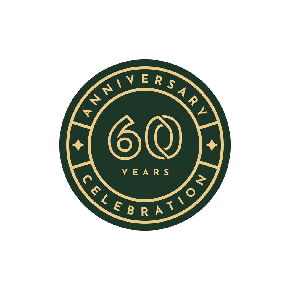 60 Years anniversary label template design vector