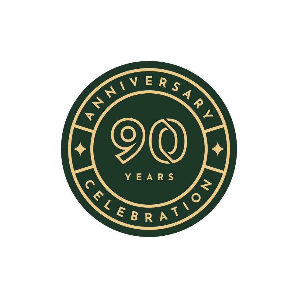 diseño de plantilla de etiqueta de aniversario de 90 años vector