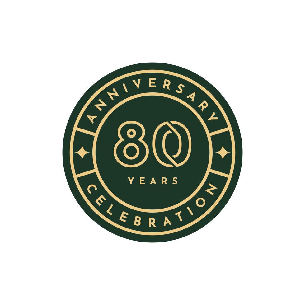 80 Years anniversary label template design vector