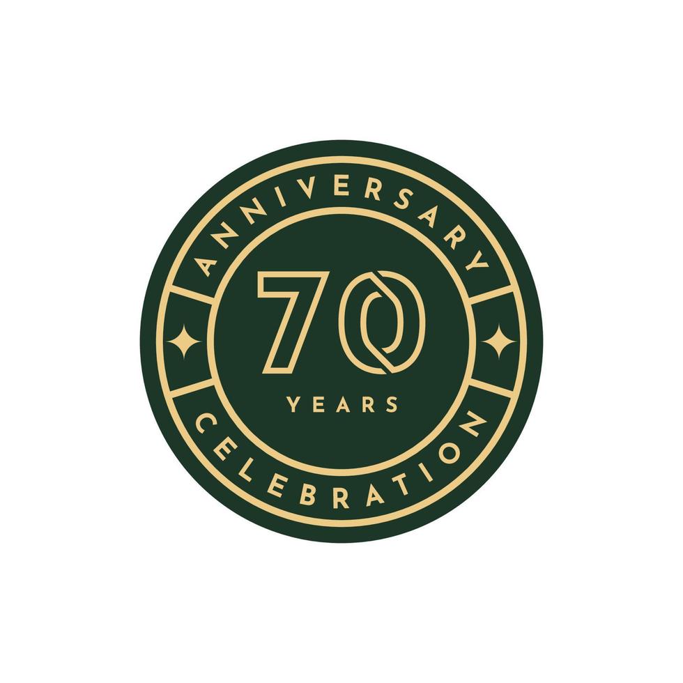 70 Years anniversary label template design vector