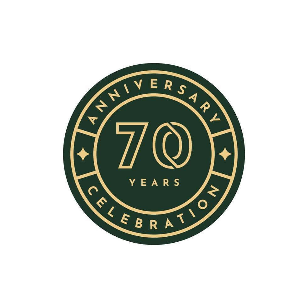 diseño de plantilla de etiqueta de aniversario de 70 años vector