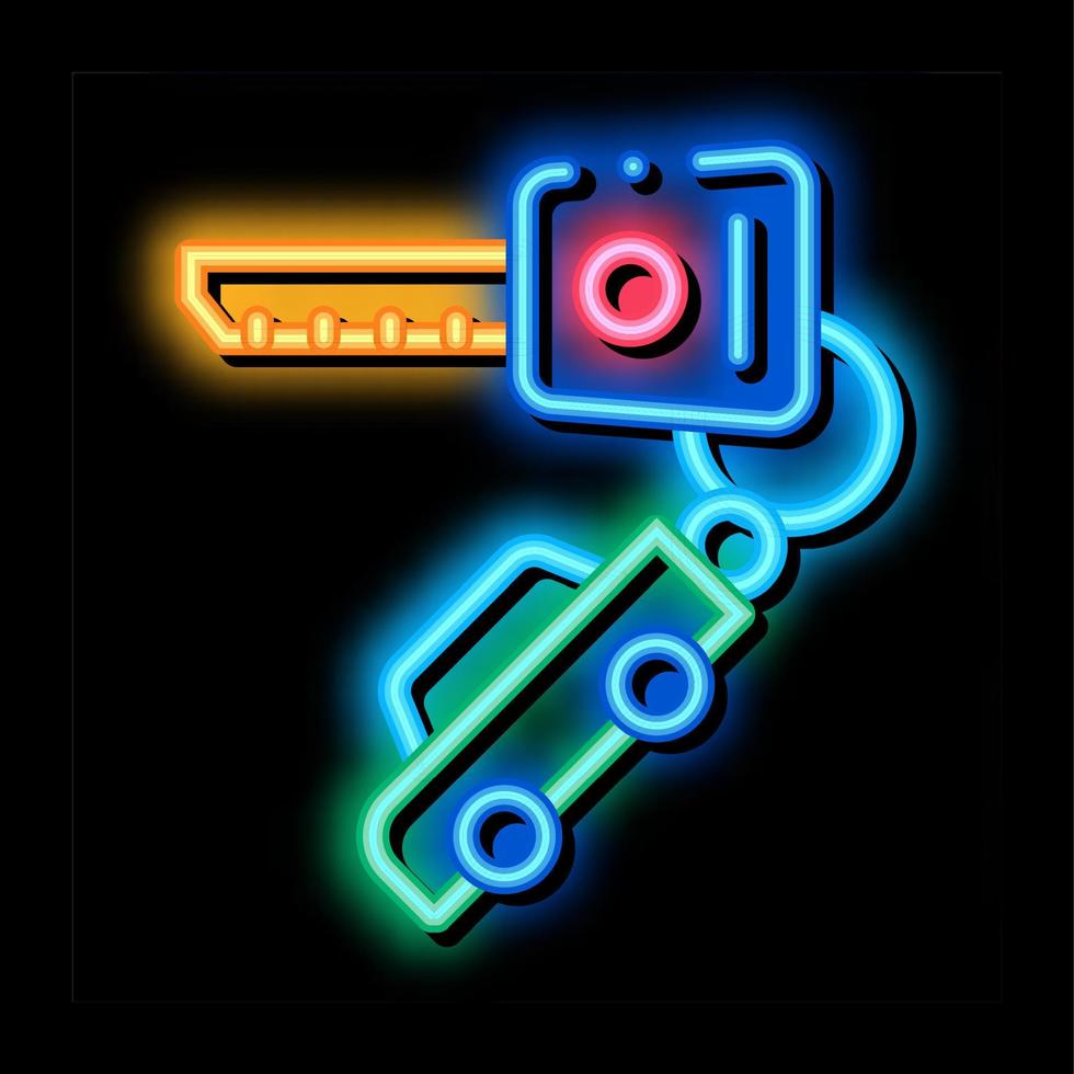 car keys neon glow icon illustration vector