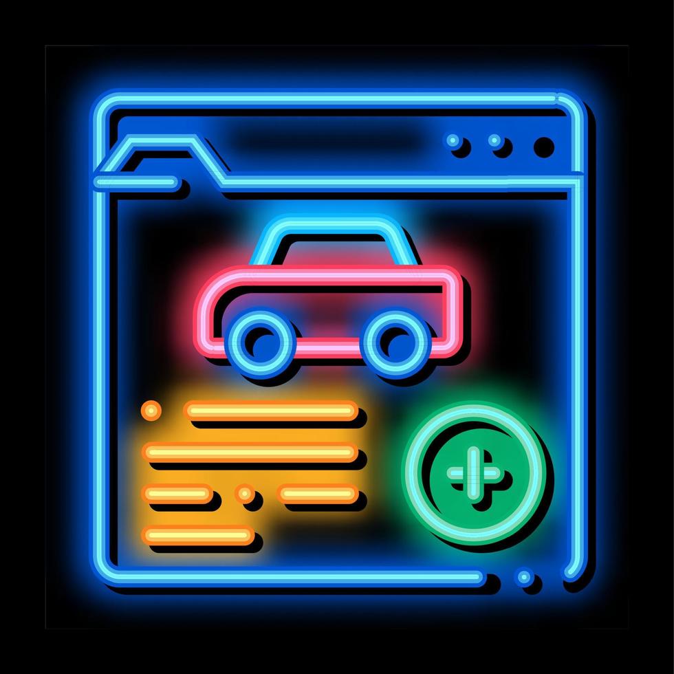 ilustración de icono de brillo de neón de seguro de salud de coche vector