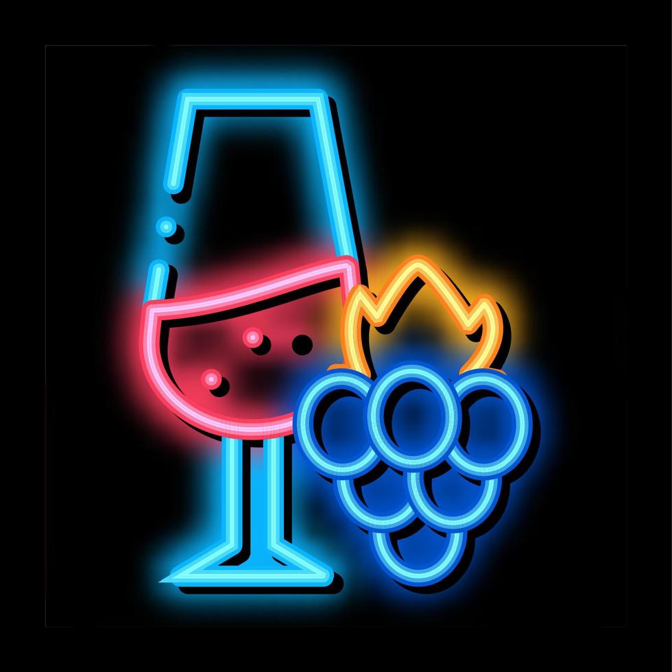 wine with grapes neon glow icon illustration vector