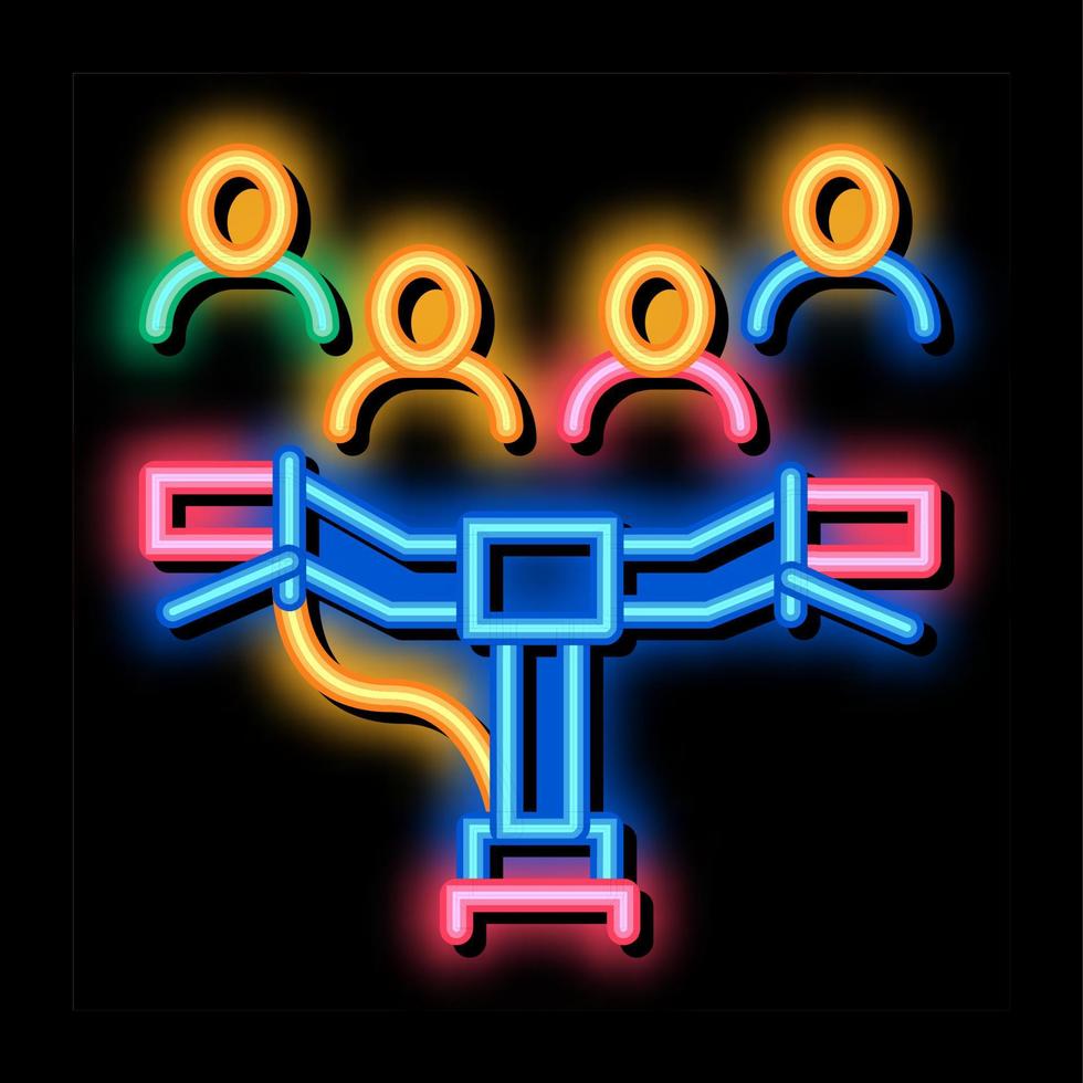 riding bike in public neon glow icon illustration vector