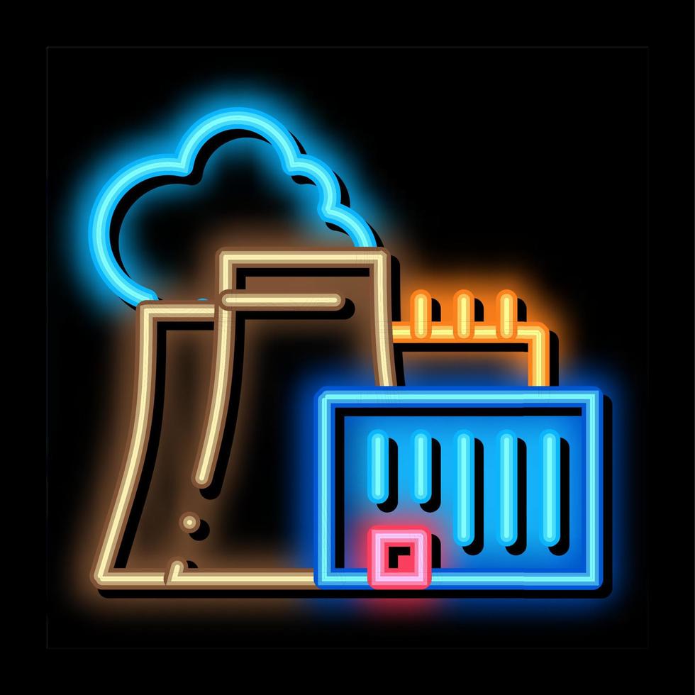 nuclear power plant neon glow icon illustration vector