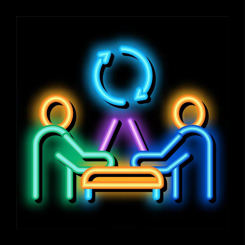 exchange of computer experience neon glow icon illustration vector