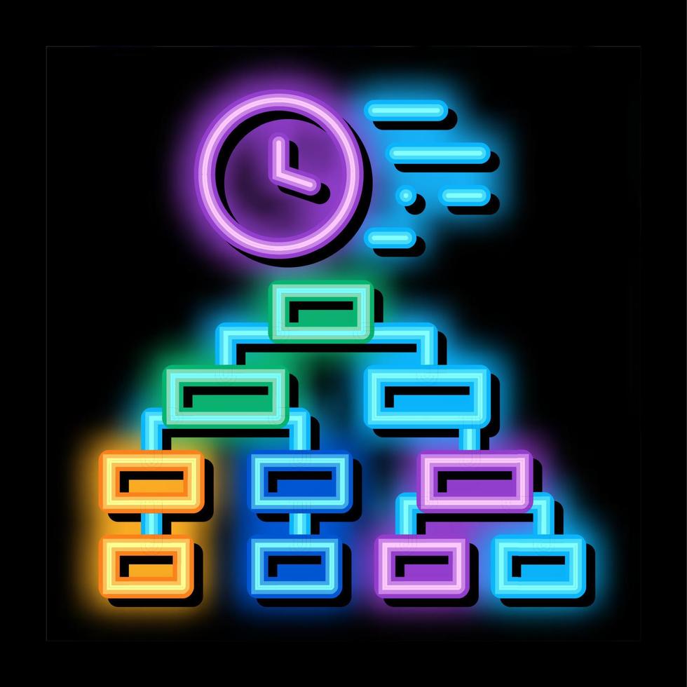 time algorithm neon glow icon illustration vector