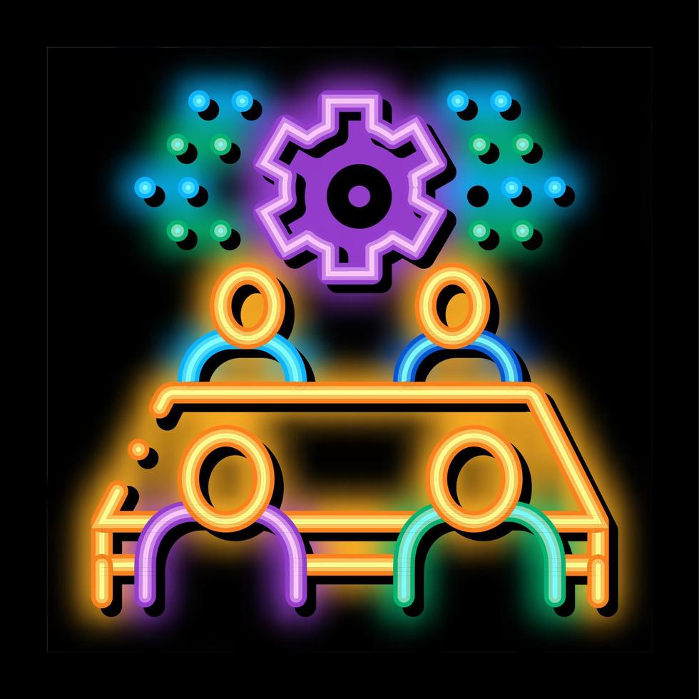 discussion of settings by people neon glow icon illustration vector