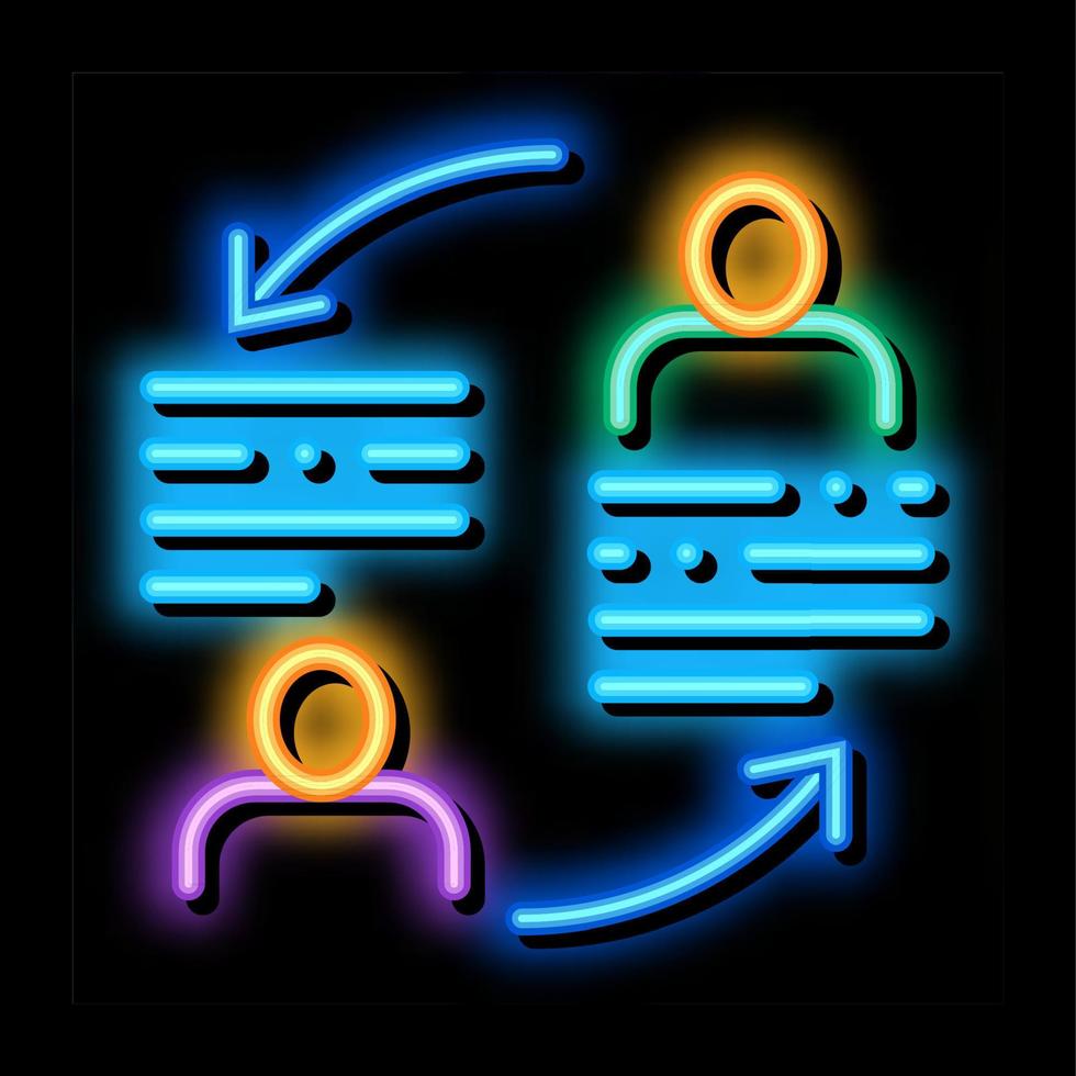 knowledge sharing neon glow icon illustration vector