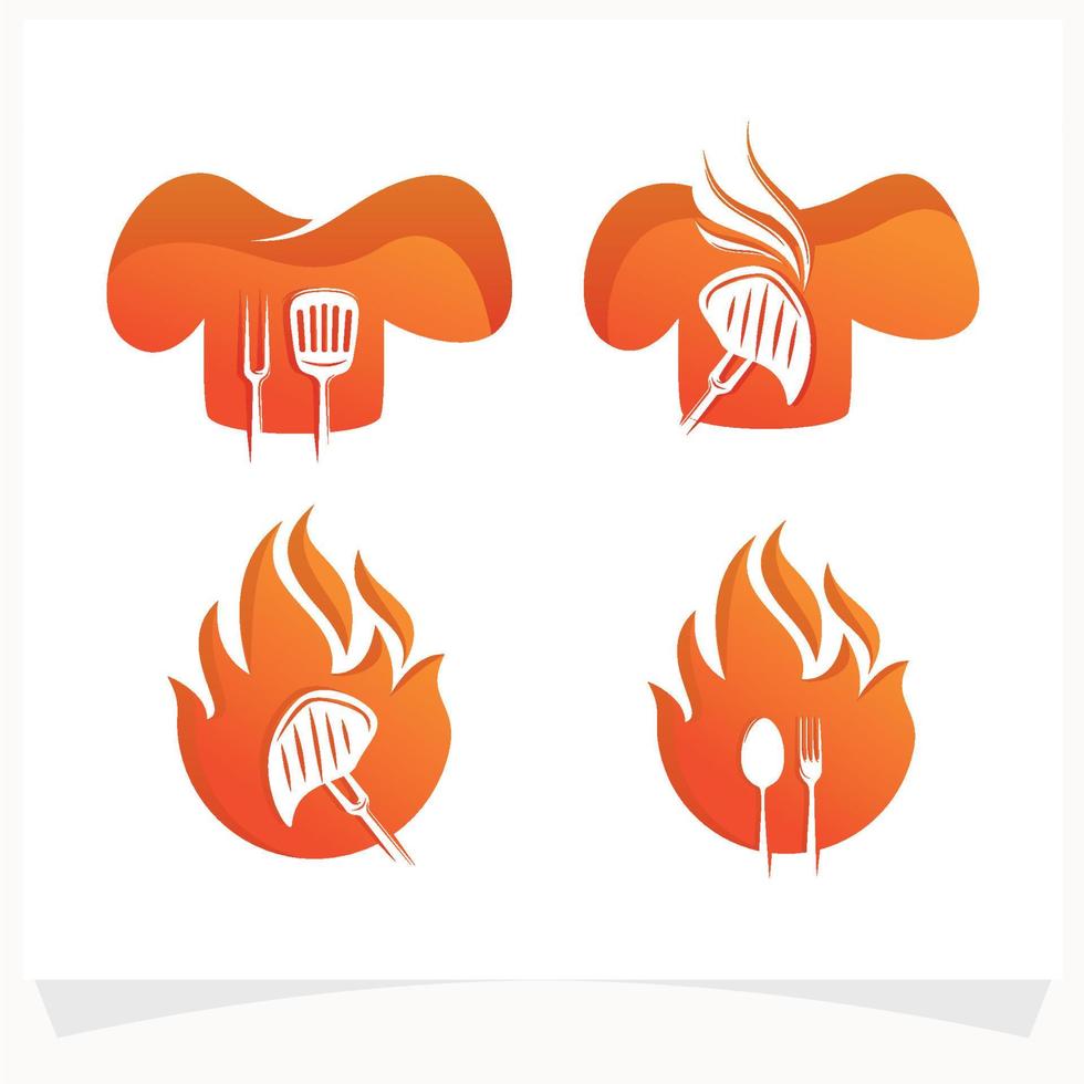 Set of Hot BBQ Steak Grill House Logo Design Template vector