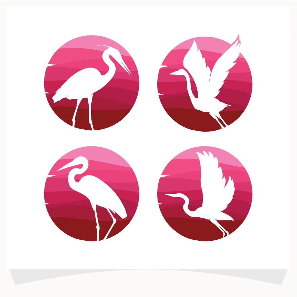 Set of Heron Logo Design Templates vector