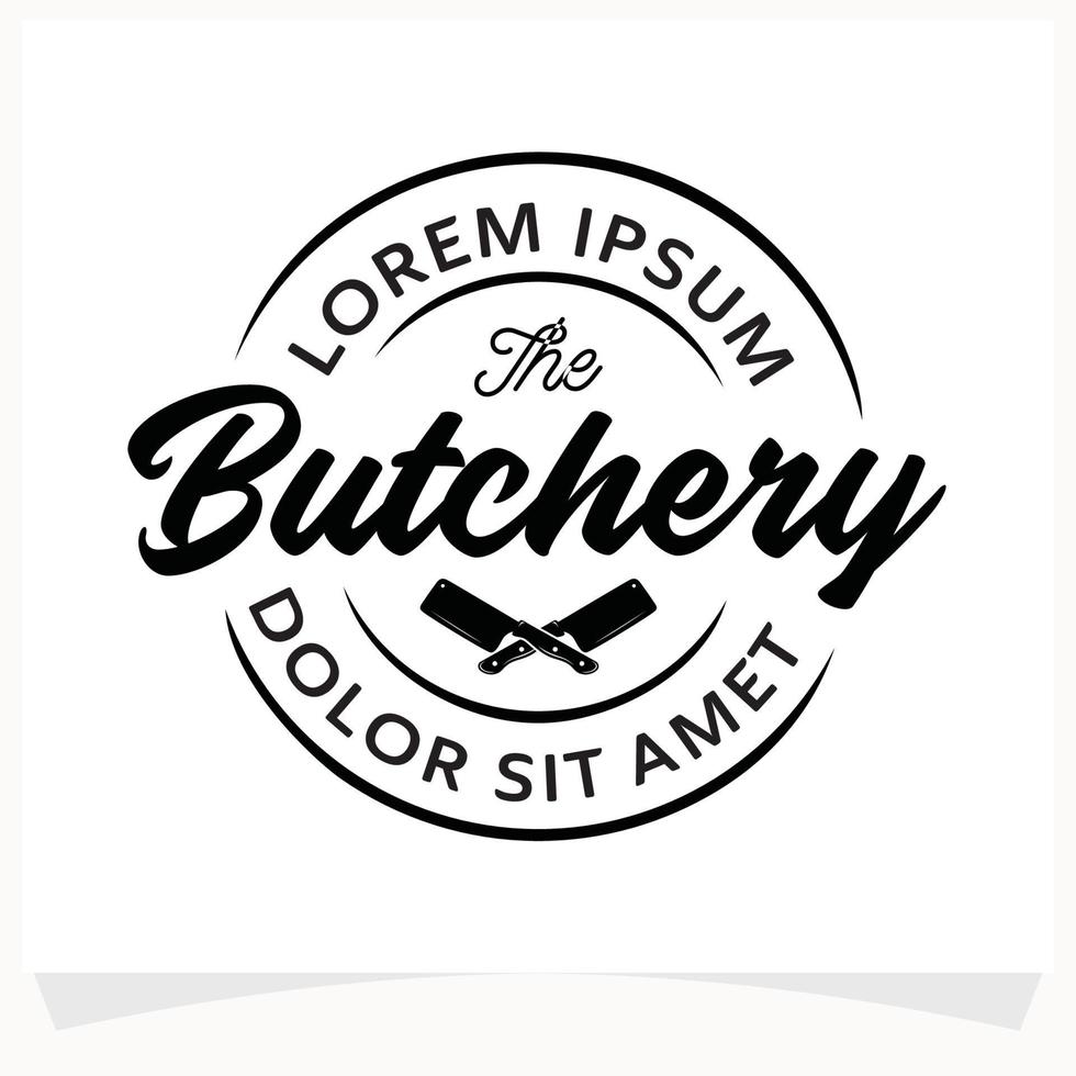 Butchery Shop Logo Design Template. Cow and meat cleaver knife vector design.