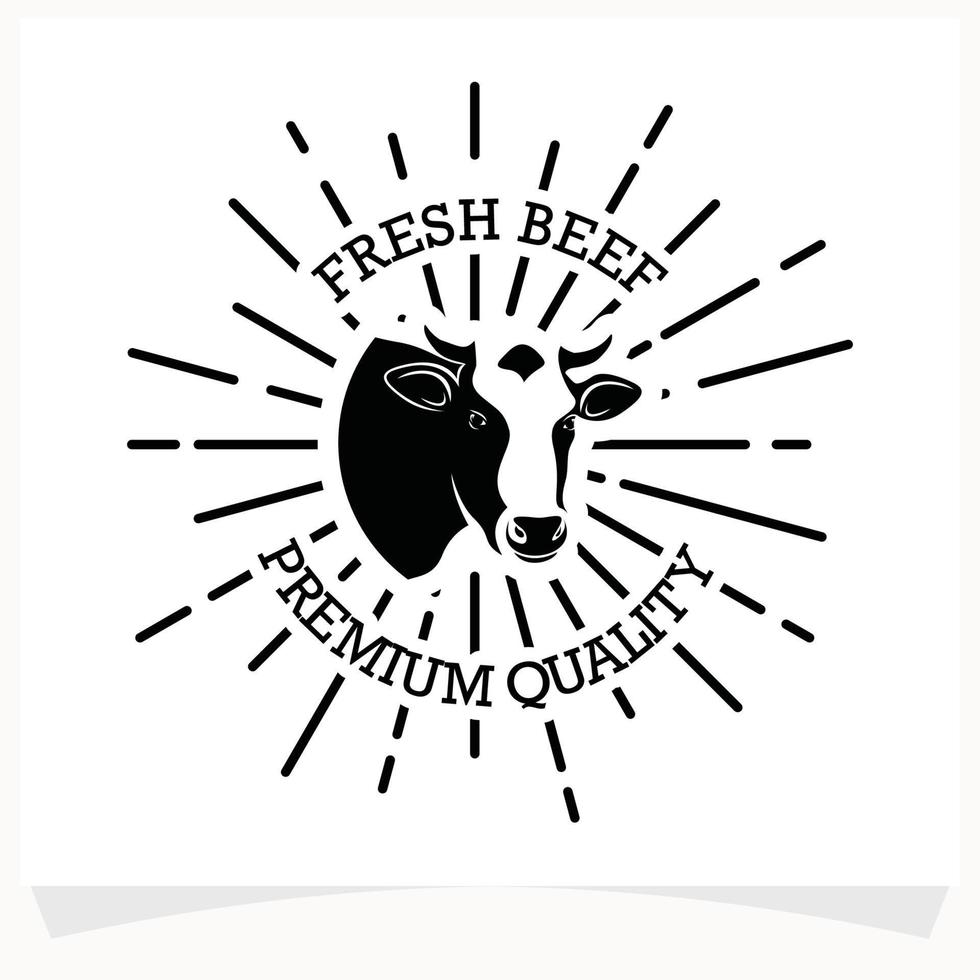 Butchery Shop Logo Design Template. Cow and meat cleaver knife vector design.