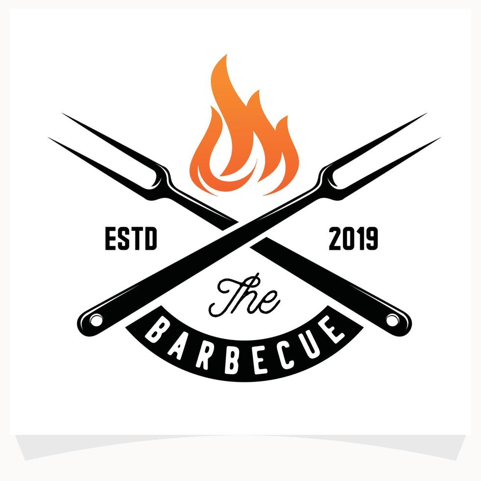 plantilla de diseño de logotipo de casa de parrilla de bistec de barbacoa caliente vector