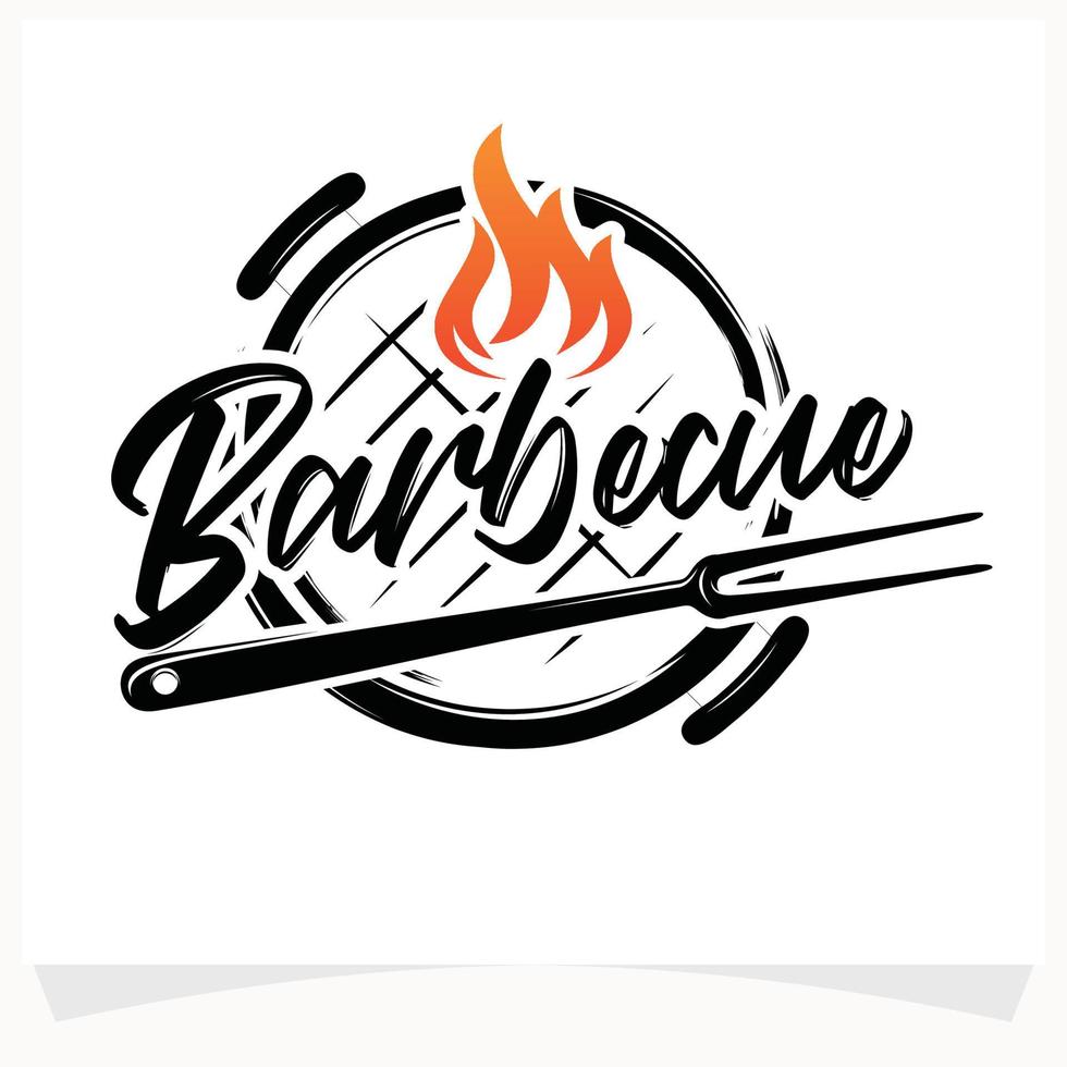 plantilla de diseño de logotipo de casa de parrilla de bistec de barbacoa caliente vector