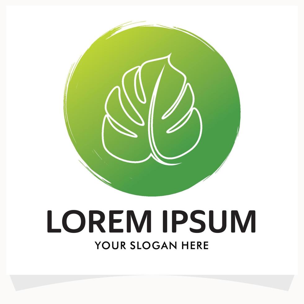 Rounded Monstera Logo Design Template vector