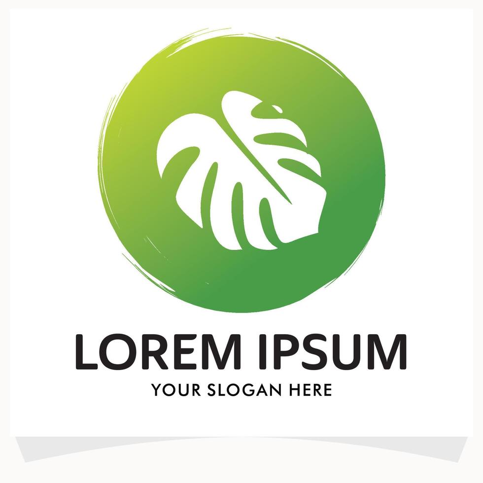 Rounded Monstera Logo Design Template vector