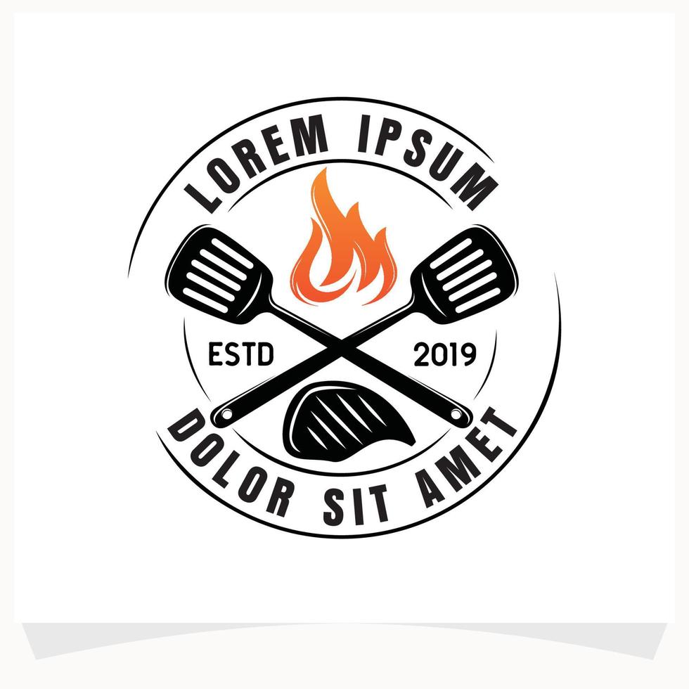 Hot BBQ Steak Grill House Logo Design Template 17788263 Vector Art at