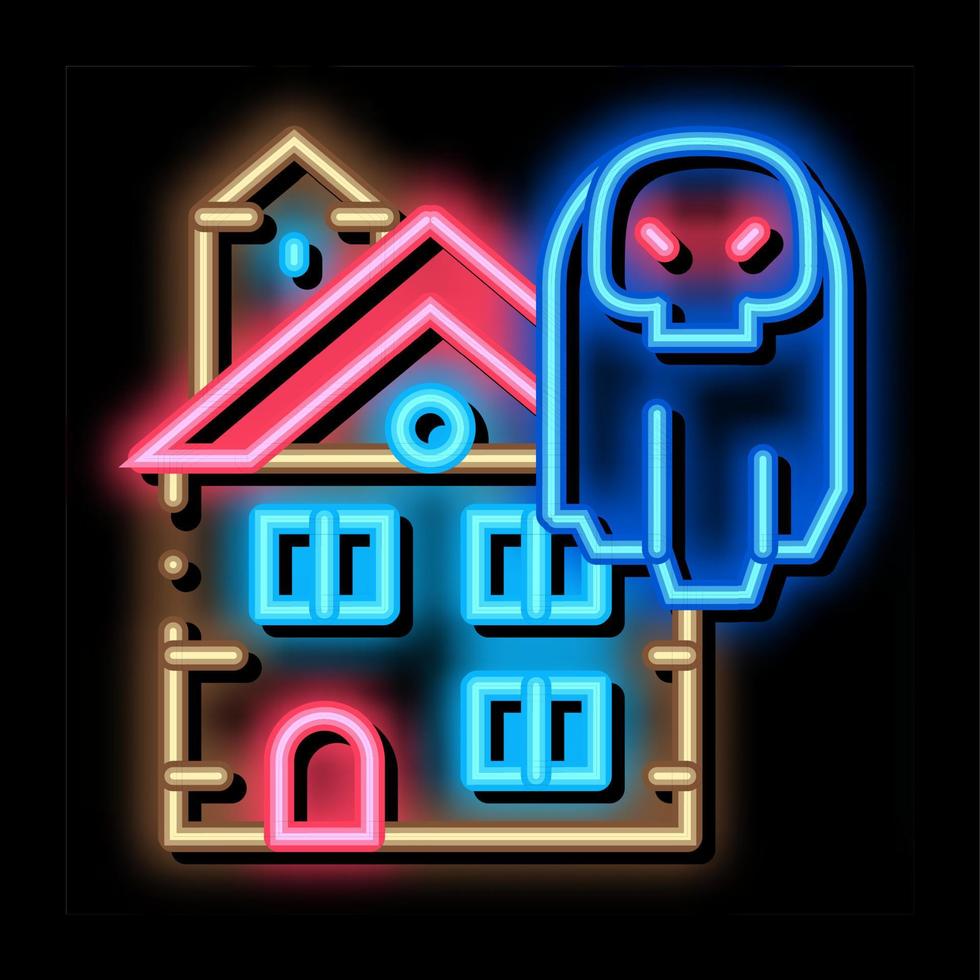 house with ghosts neon glow icon illustration vector