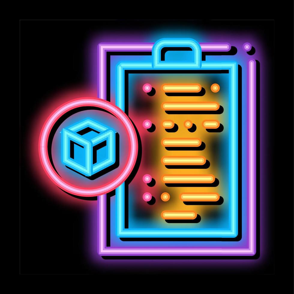 ilustración de icono de brillo de neón de declaración de paquete vector