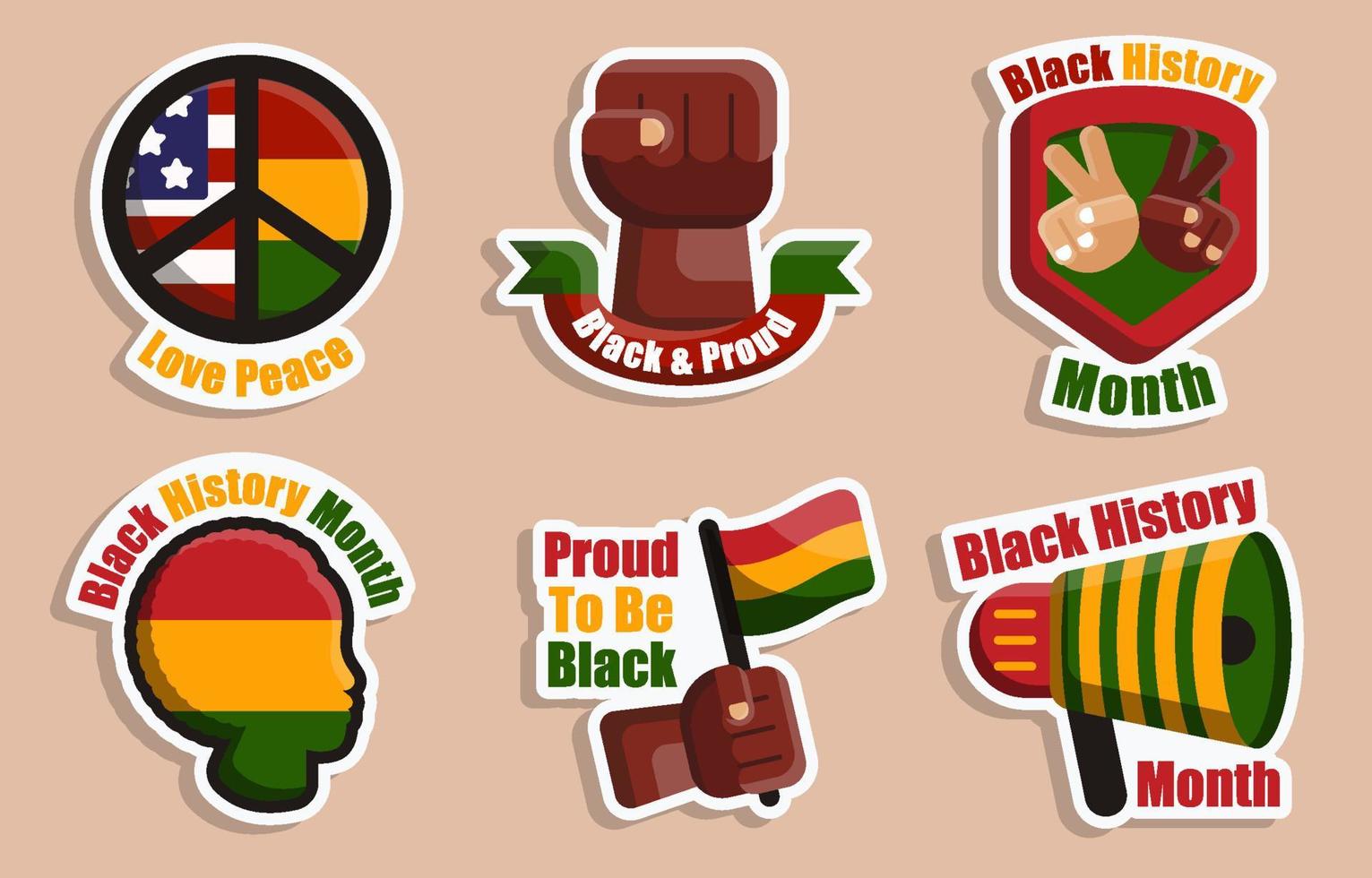 colección de pegatinas del mes de la historia negra vector