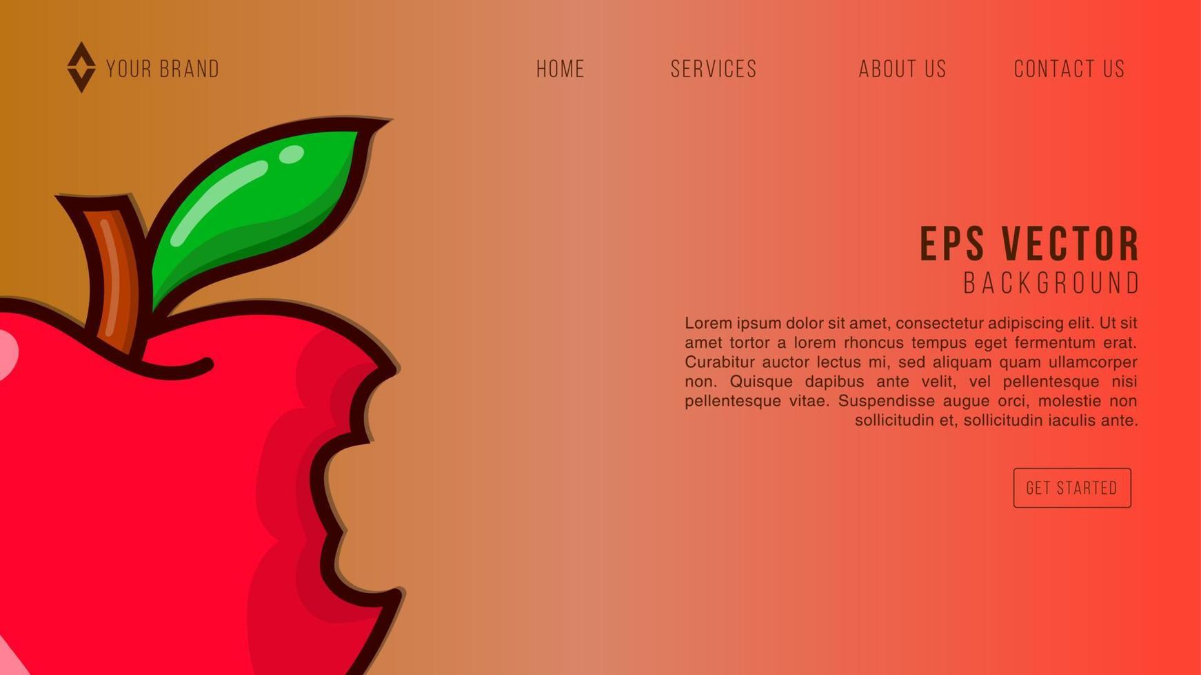 Web abstract background template with fresh red apple vector
