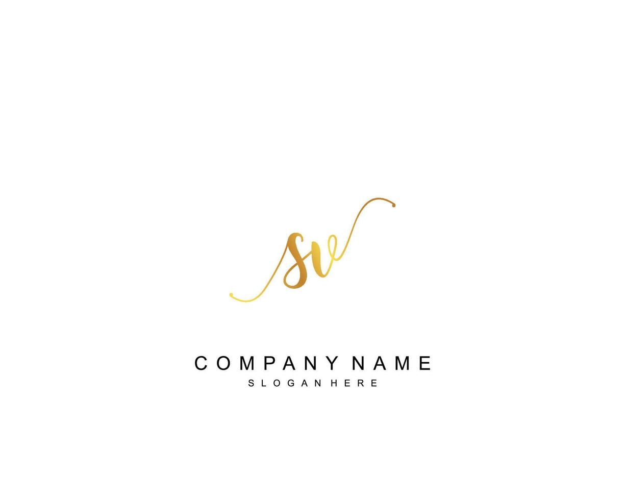 monograma de belleza sv inicial y diseño de logotipo elegante, logotipo de escritura a mano de firma inicial, boda, moda, floral y botánica con plantilla creativa. vector