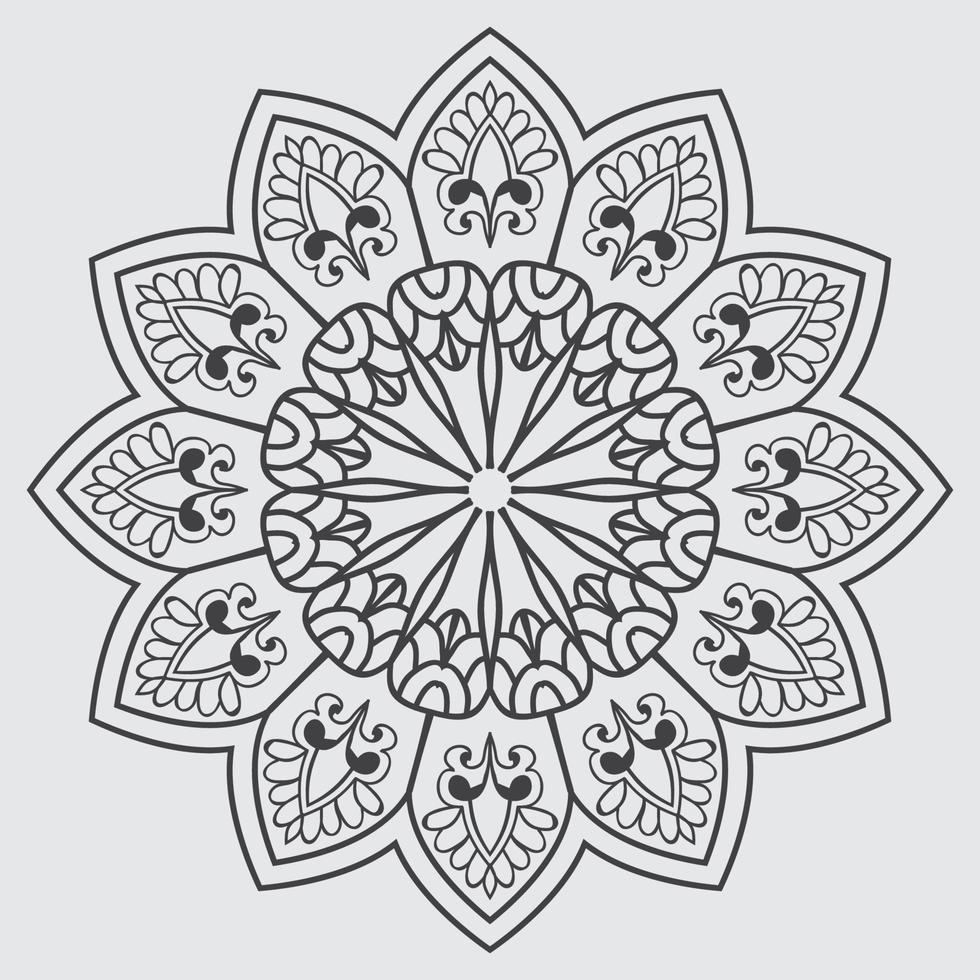 Easy Mandala Flower, Black Geometric patten, coloring page on white background.Easy Mandala, Mandala flower coloring on white background vector