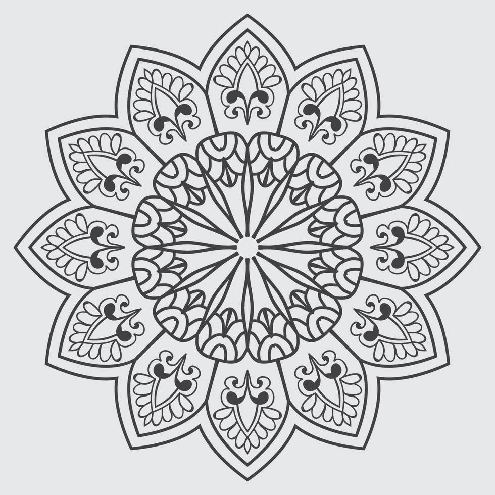 flor de mandala fácil, patrón geométrico negro, página para colorear sobre fondo blanco.mandala fácil, flor de mandala para colorear sobre fondo blanco vector