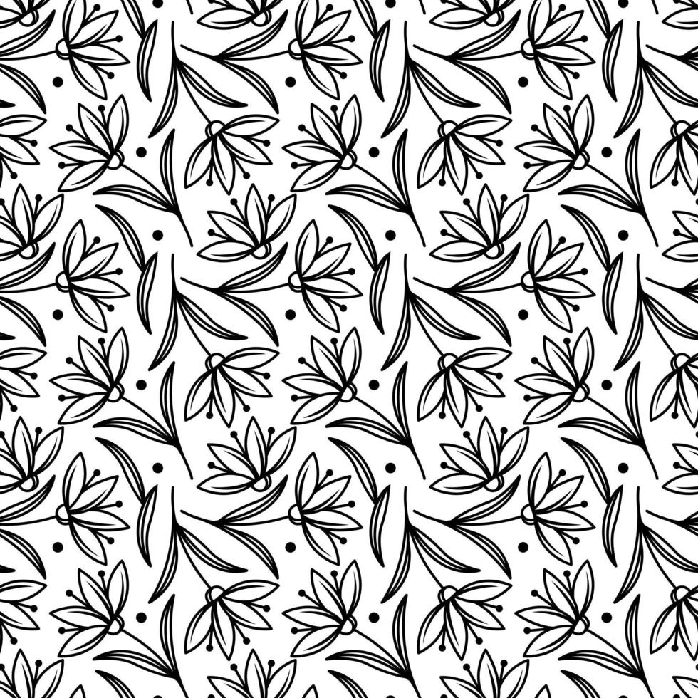 Vector illustration of a seamless leaf pattern. Floral organic background. Leaf texture drawn in doodle style