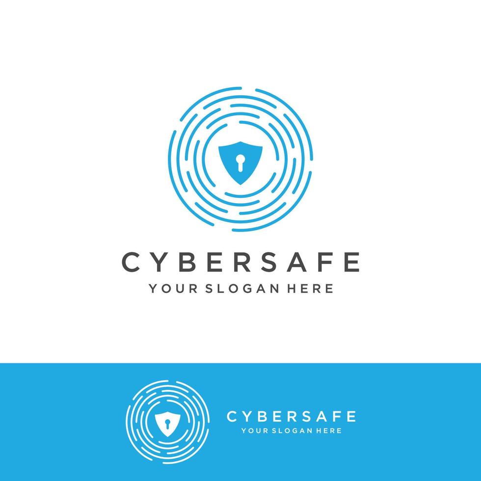 Creative technology digital cyber security logo template design with modern shield and key protection concept. Logo for business, digital and technology. vector