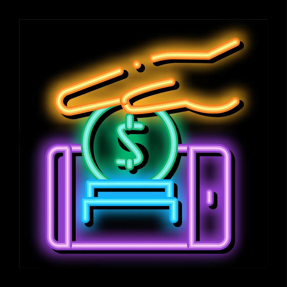 mobile account replenishment neon glow icon illustration vector
