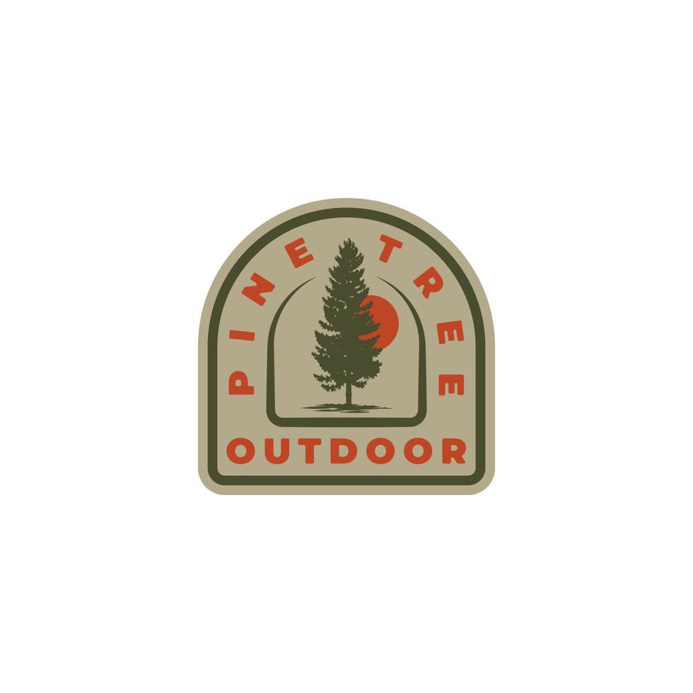 Pine tree emblem logo vector illustration design template, pine tree vintage emblem logo design