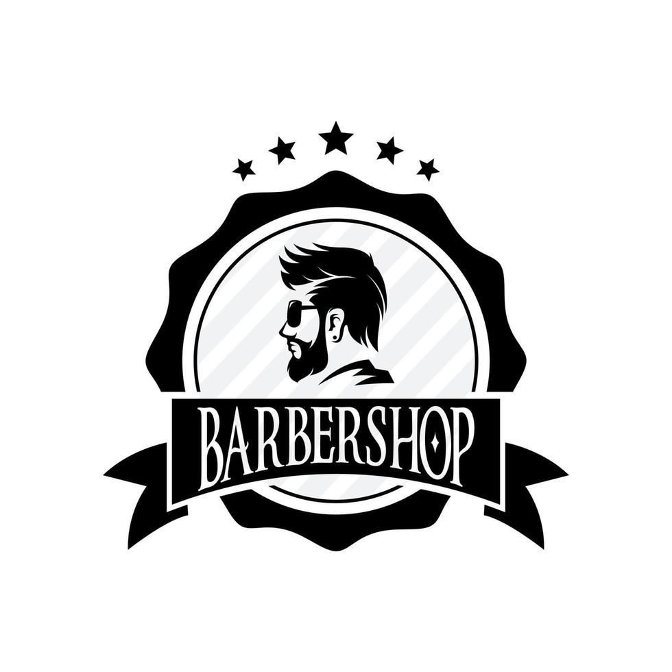 barbería logo vector plantilla v5