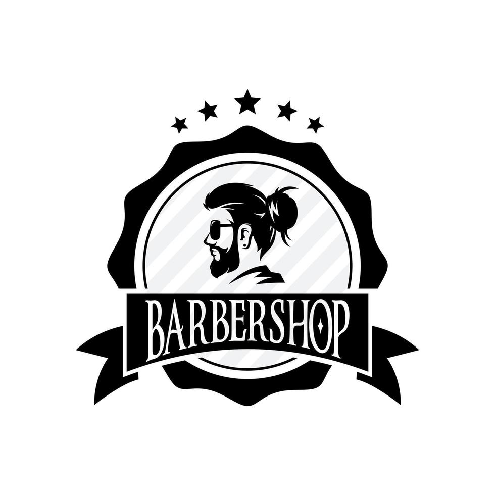 barbería logo vector plantilla v10