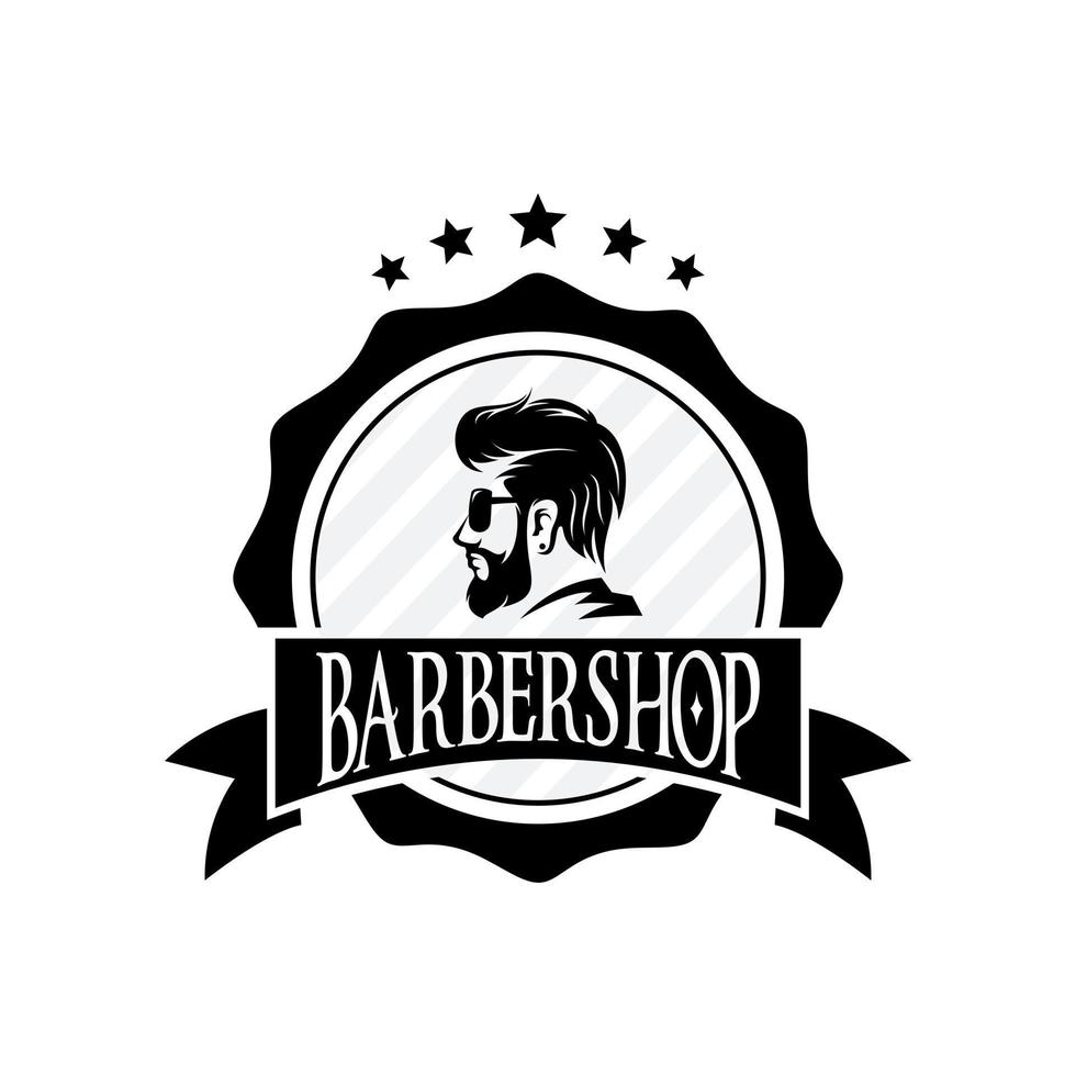 barbería logo vector plantilla v8