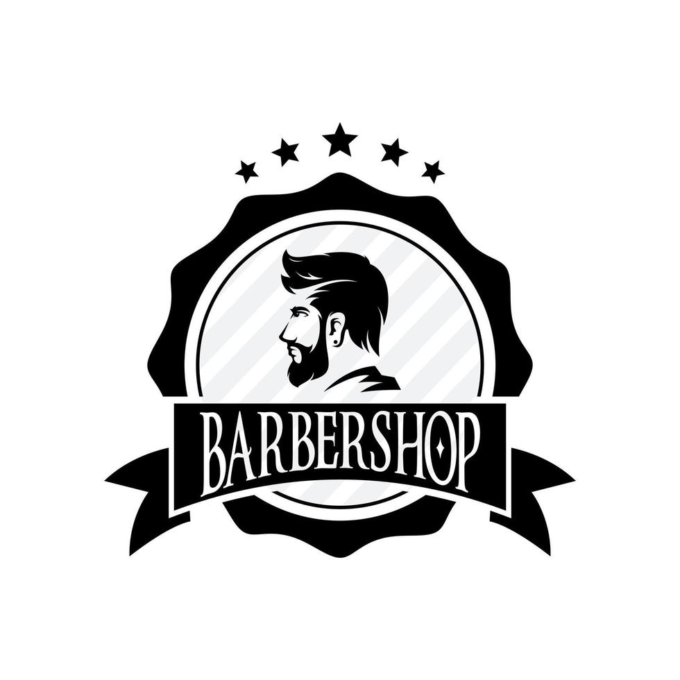 barbería logo vector plantilla v12