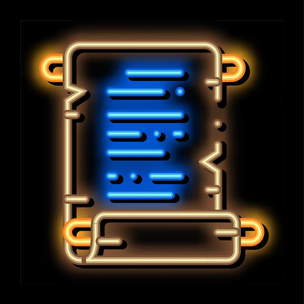 scroll of parchment paper neon glow icon illustration vector