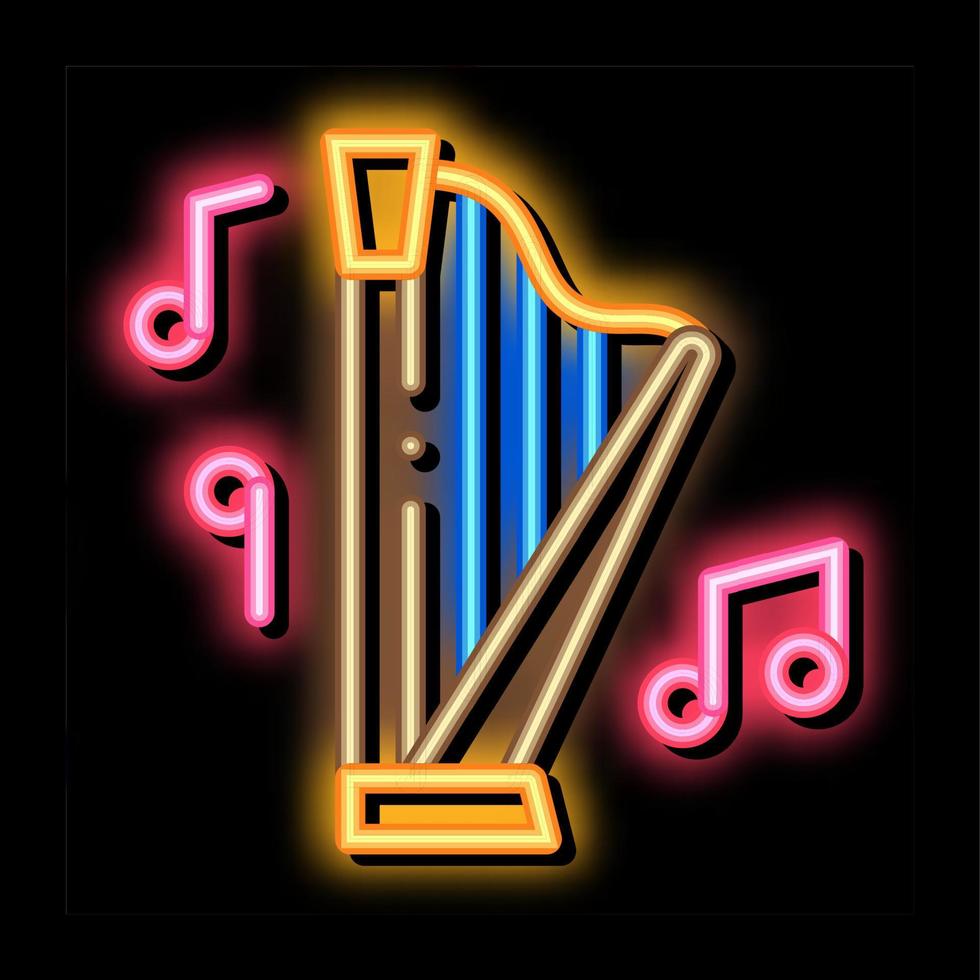 musical harp neon glow icon illustration vector