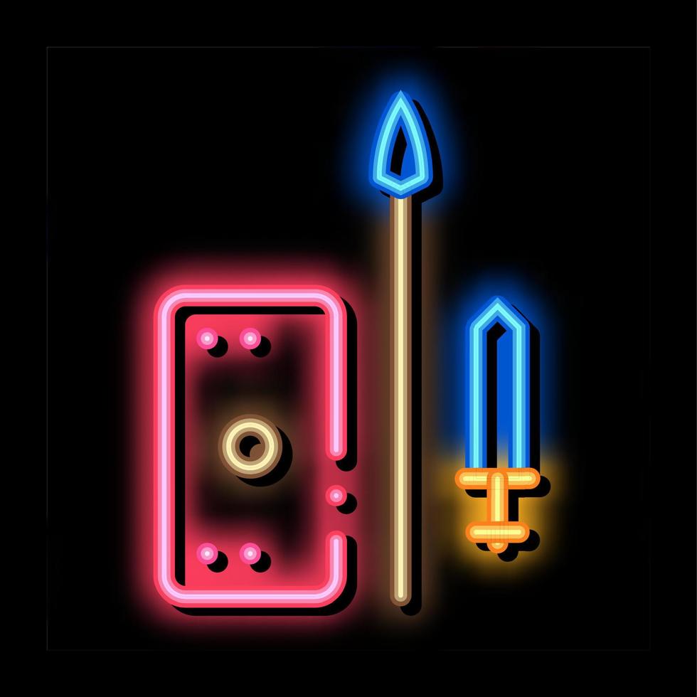 gladiator fights neon glow icon illustration vector