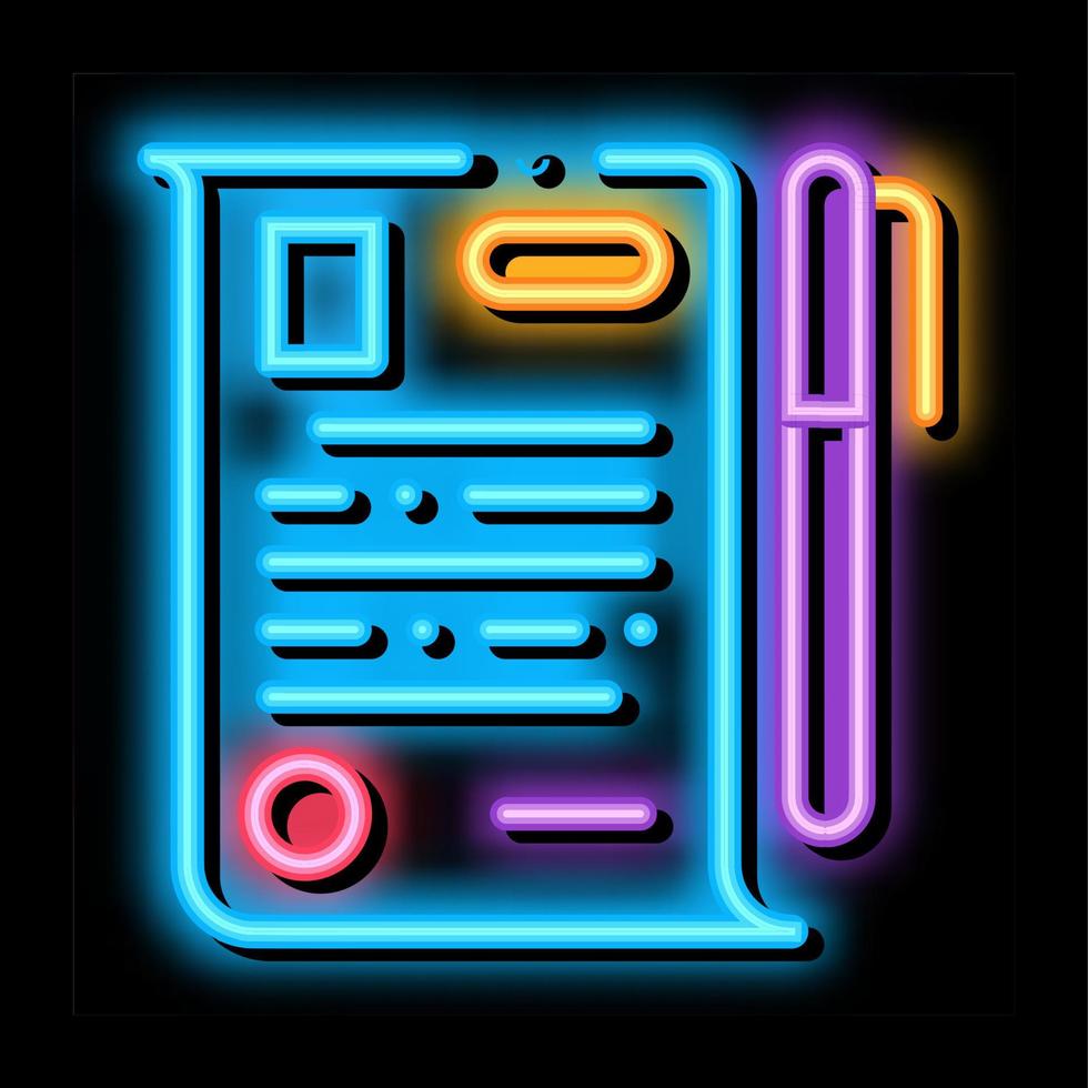 signature paper neon glow icon illustration vector