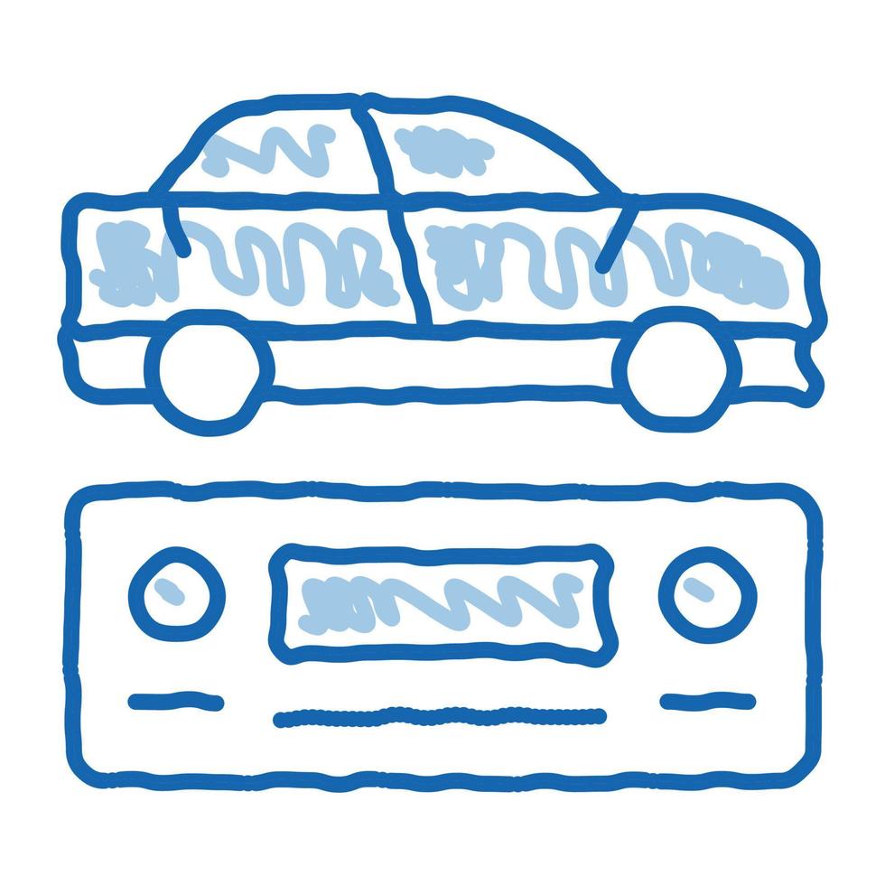 ilustración de dibujado a mano de icono de doodle de radio de coche vector
