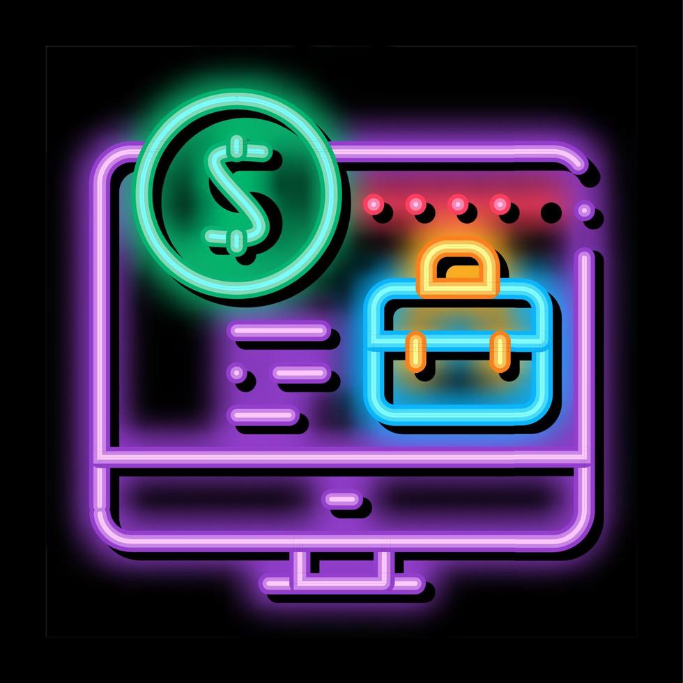 computer paid work neon glow icon illustration vector