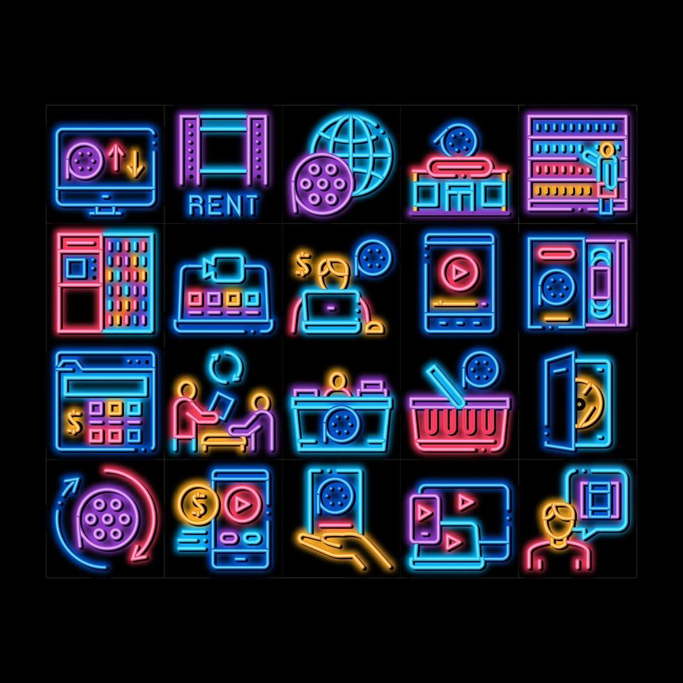 Renting Movies Service neon glow icon illustration vector