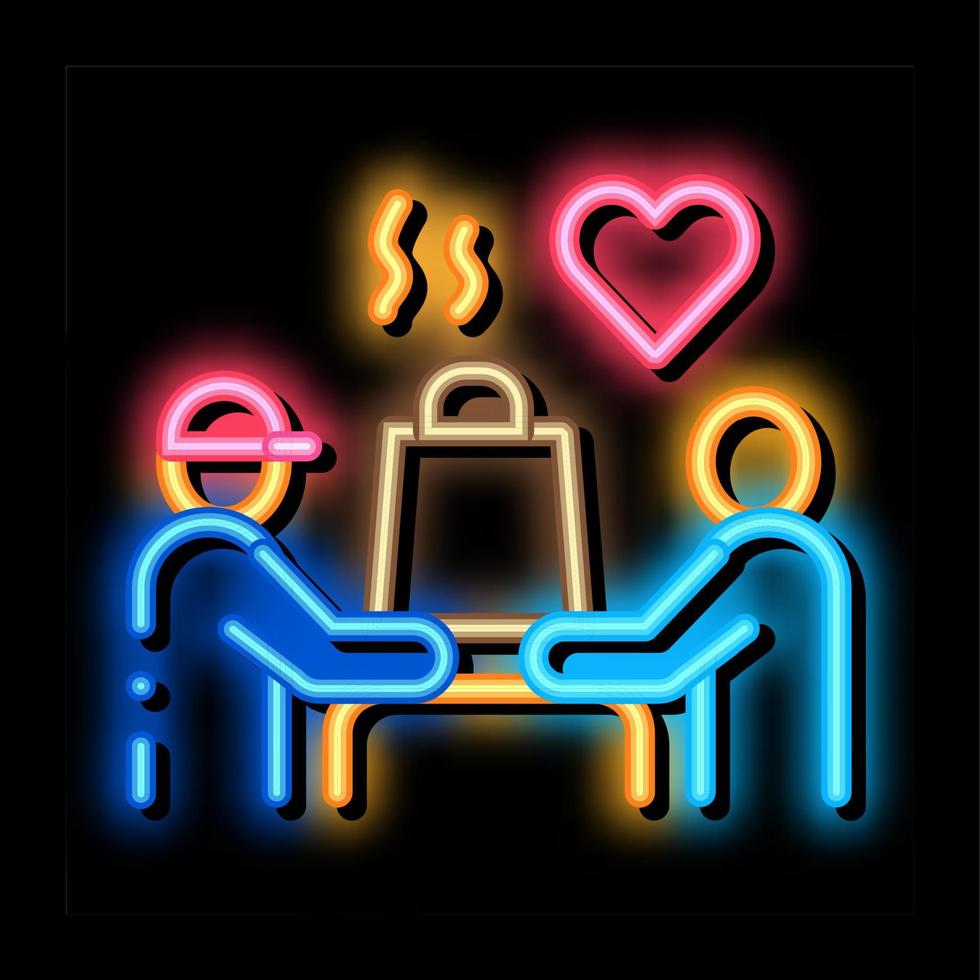 item to pick up food neon glow icon illustration vector