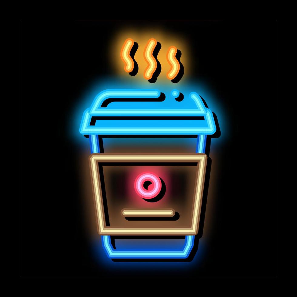 ilustración de icono de resplandor de neón de café caliente vector