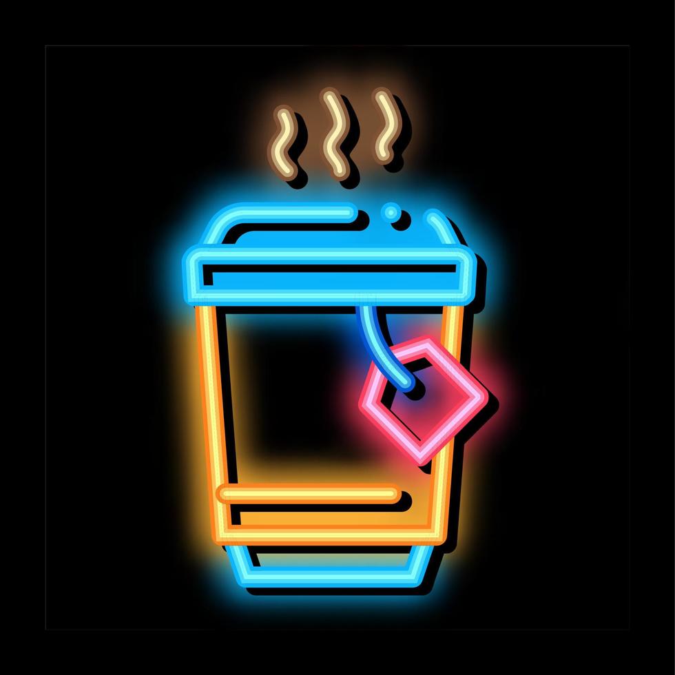 ilustración de icono de resplandor de neón de té caliente vector