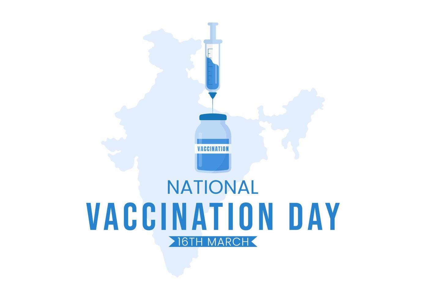 National Vaccination Day on March 16 Illustration with Vaccine Syringe for Strong Immunity in Flat Cartoon Hand Drawn to Landing Page Template vector