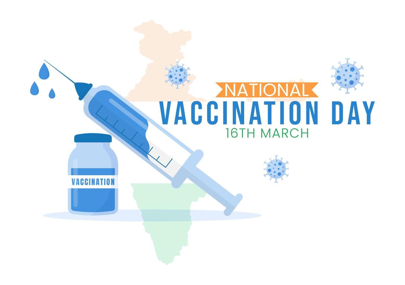 National Vaccination Day on March 16 Illustration with Vaccine Syringe for Strong Immunity in Flat Cartoon Hand Drawn to Landing Page Template vector